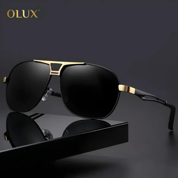Lunettes de soleil pilote noires pour hommes Polarisée
